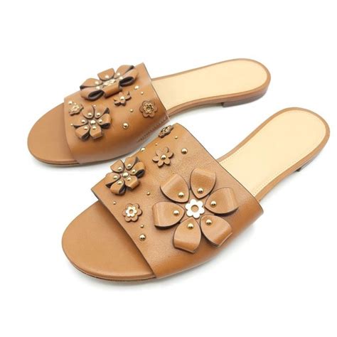 Tara Floral Embellished Leather Slide Sandal 